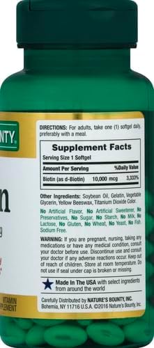 Nature's Bounty Biotin, Supports Healthy Hair, 10,000 mcg, 120 Ct