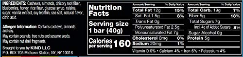 KIND Bars, Blueberry Vanilla Cashew, Healthy 5g Protein, 12 Count