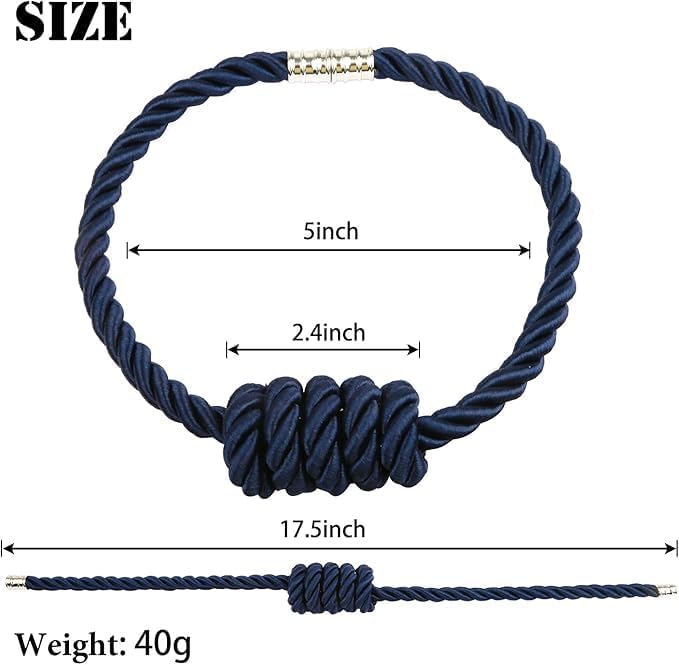 Fenghuangwu 2Pack Magnetic Curtain Tiebacks – Bohemian Style Handmade Woven Tie-Backs for Drapes,Elegant Exquisite Knot Holdbacks,Outdoor Boho & Modern Home Decor(Black