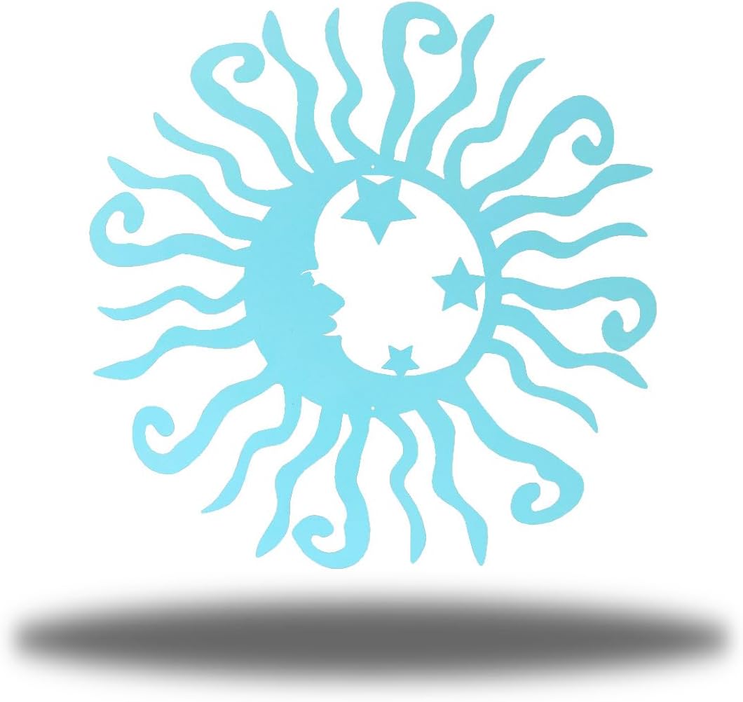 Riverside Designs Wacky Solar Moon Metal Wall Art Steel Outdoor Decor | Heavy-Duty and Waterproof | Made in USA (Sea Foam, 18L x 18W)