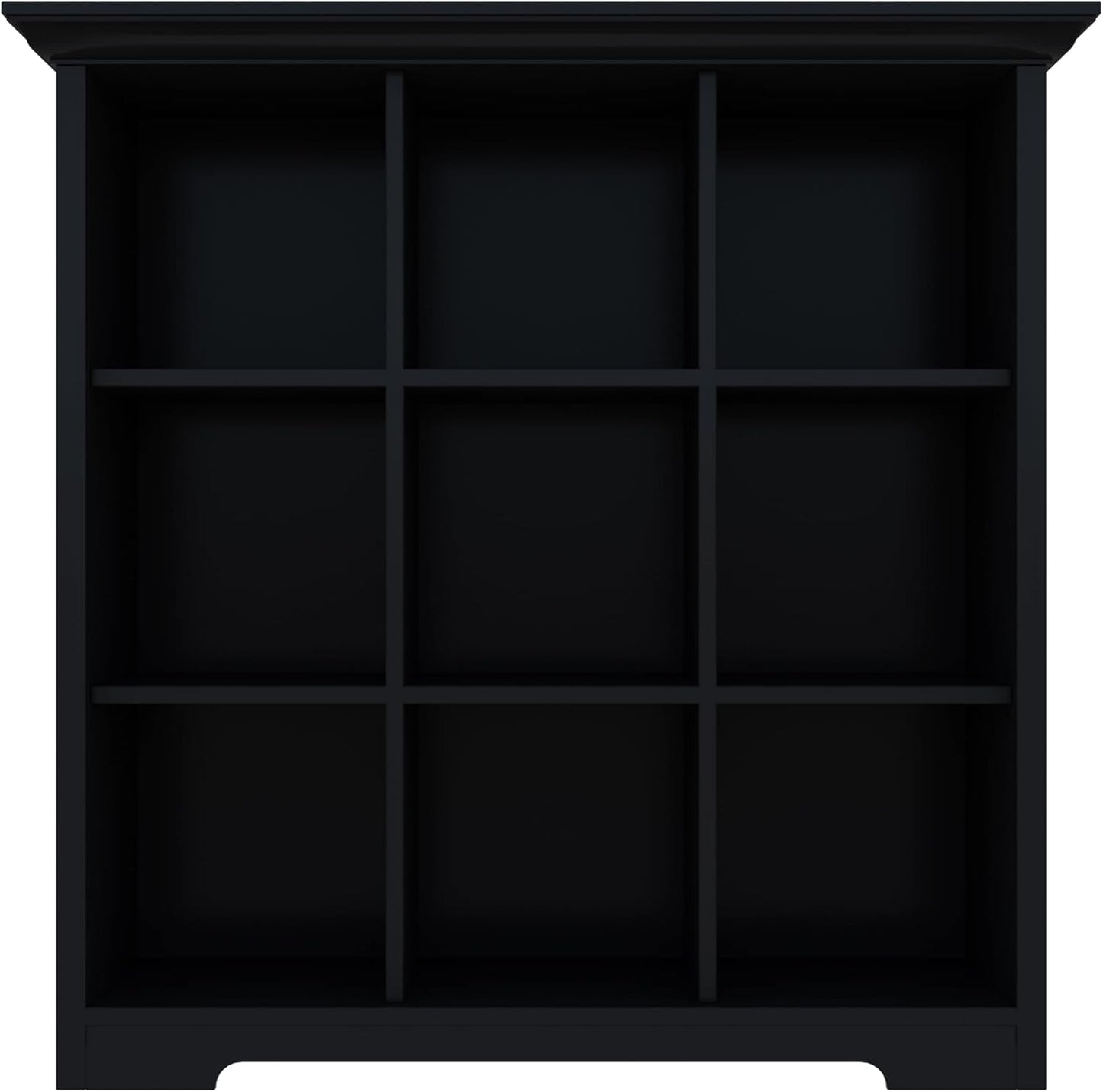 Cube Storage Bookcase with Base - Wooden 3 Tiers Floor Standing Open Shelf Cabinet for Home and Office, 9-Cube Lattice Bookshelf, Black