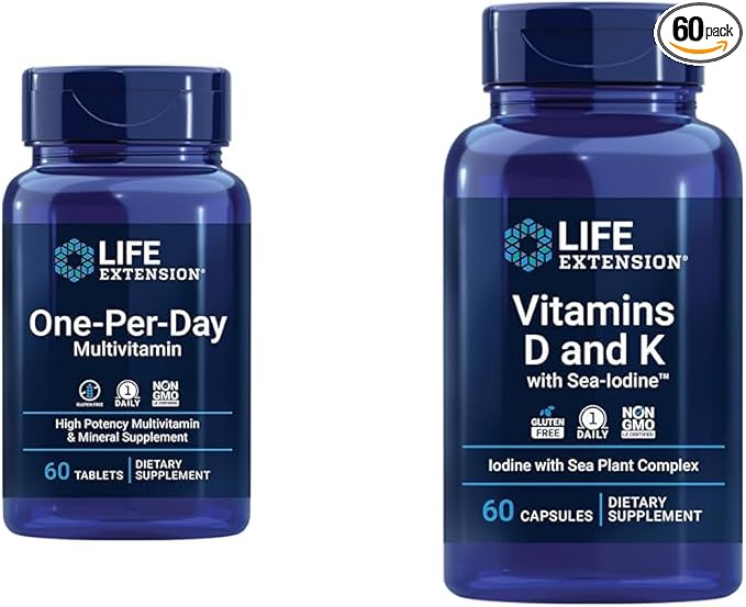 Life Extension One-Per-Day Multivitamin – Packed 25 Vitamins, D3, Vitamin K1 and K2, Iodine