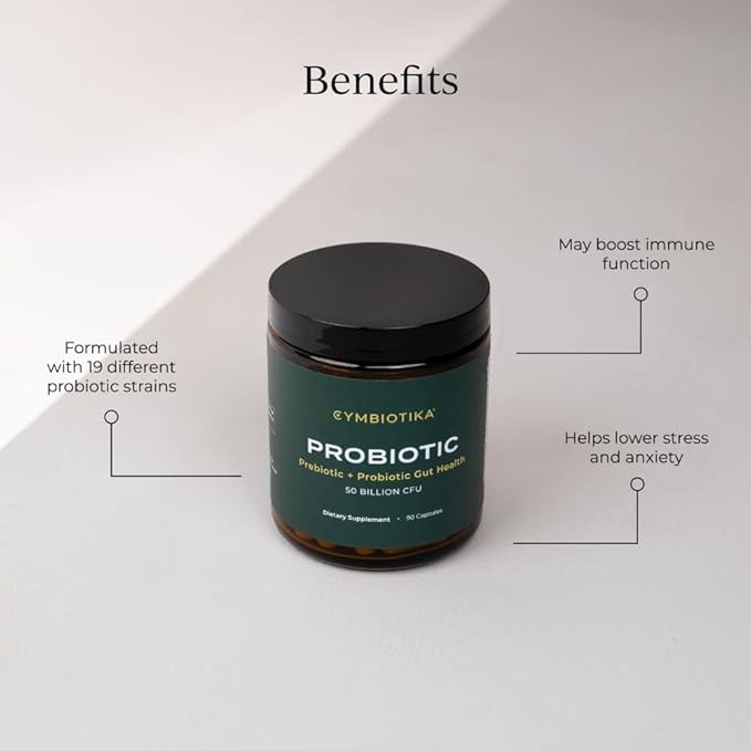 CYMBIOTIKA Probiotic + Prebiotic Gut Health 50 Billion 90 Capsules
