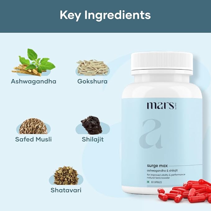 mars by GHC Natural Surge Max Caps - (Pack of 1) | Powered with Shilajit, Safed Musli and 60N | Good Health Company | Overall Well Being