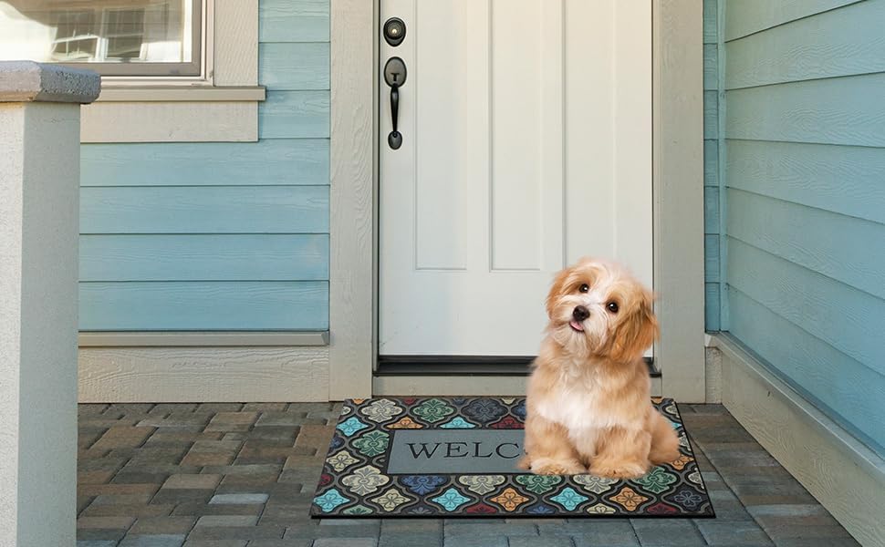 Durable Heavy Duty Front Door Mat - 24"x36" Large Outdoor Welcome Mat Non-Slip Rubber Entrance Door Mat Apply to Home High Traffic Area,Porch, Patio, Farmhouse,Entryway Floor Mats