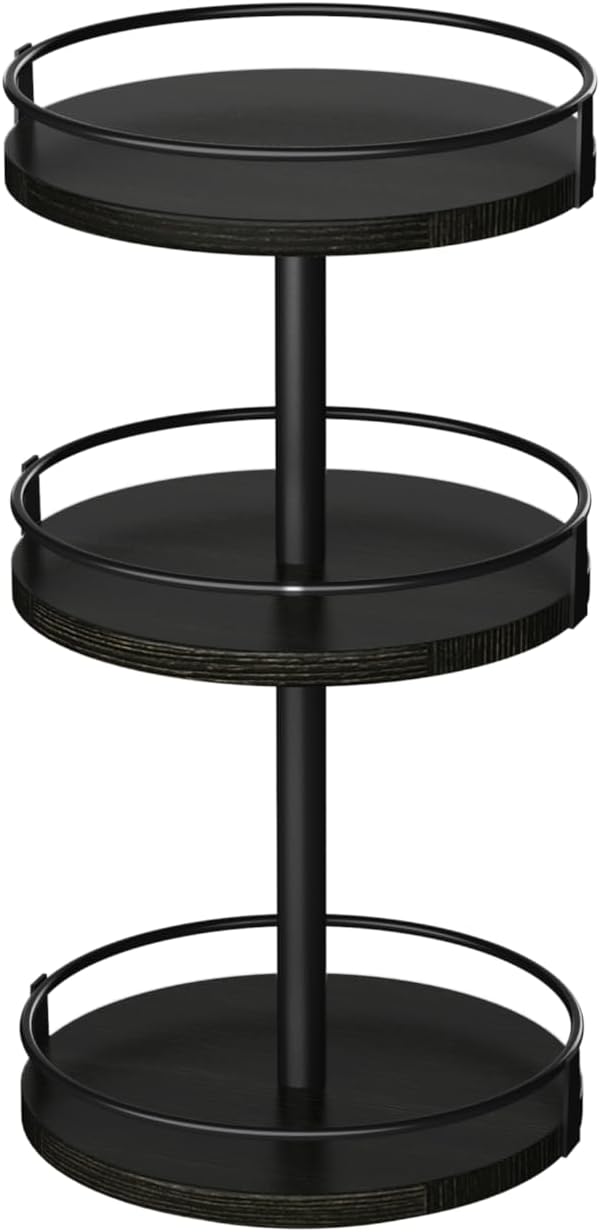 HOOBRO Lazy Susan Organizer, Rotating Spice Rack, 3-Tier Organizer, Turntable Spice Rack, Vertical Storage Organizer, for Kitchen Countertop, Vanity, Dining Table, Black BB09TL01