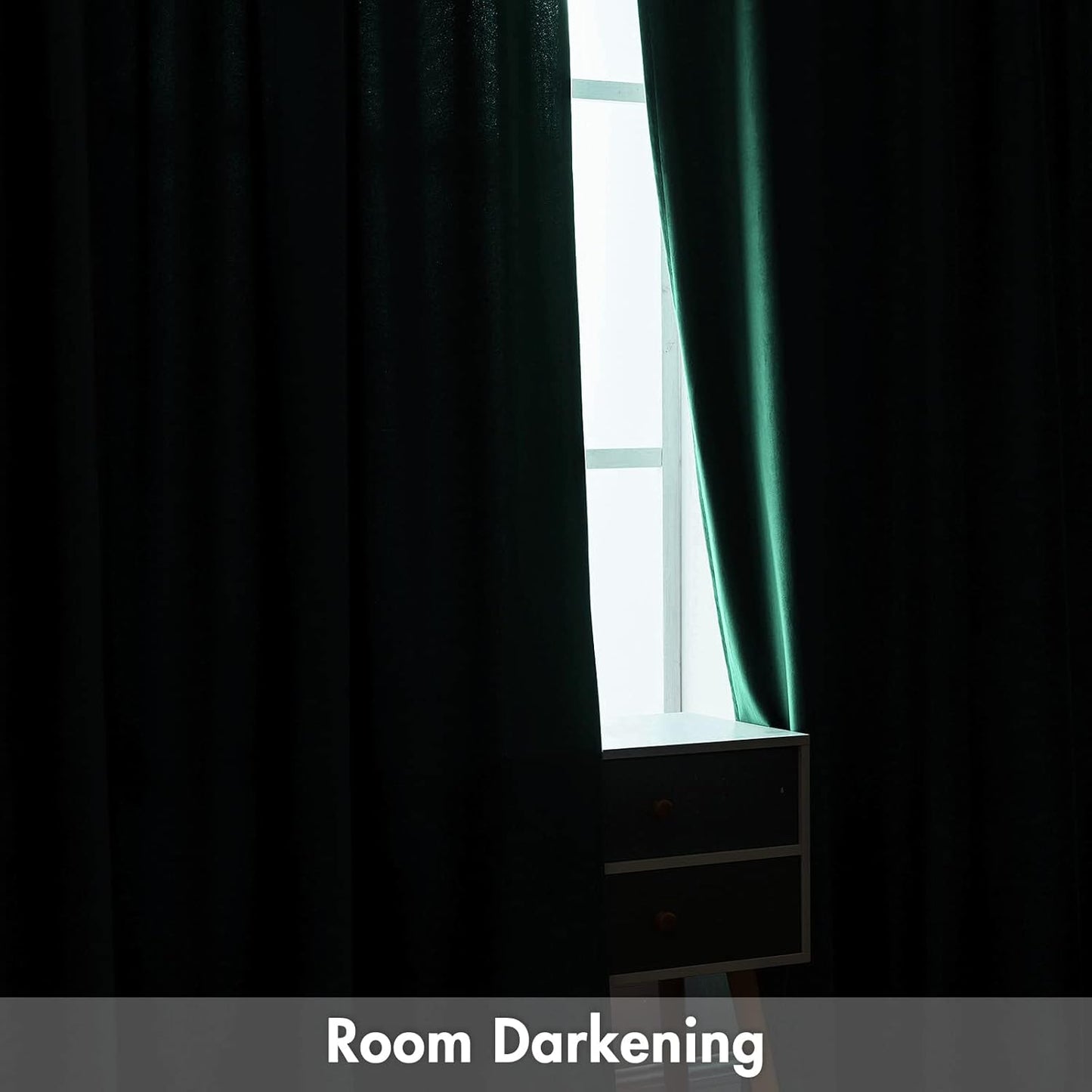 MIULEE Dark Green Velvet Curtains Thermal Insulated Blackout Curtain Christmas Emerald Green Drapes for Bedroom Living Room Darkening 108 Inches Long Curtains Panels Rod Pocket Set of 2