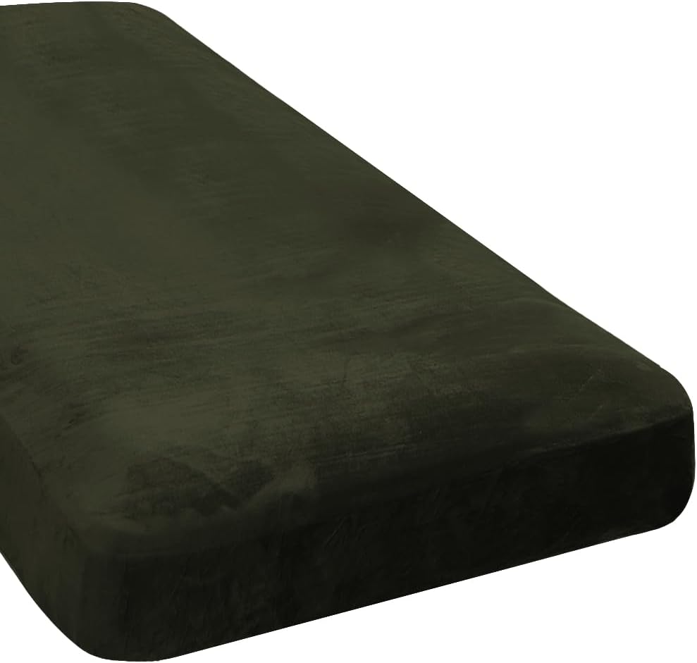 H.VERSAILTEX Velvet Stretch Individual Chaise Cover Sectional Couch Covers for L Shaped Sofa Both Left/Right Furniture Protector Seat Cushion Sofa Cover (1 Piece Chaise Cover, Olive)
