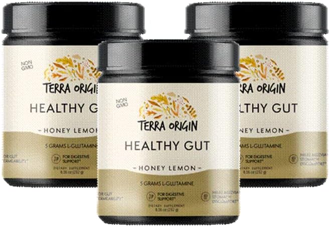 TERRA ORIGIN Healthy Gut Powder Honey Lemon 3-Pack, 90-Servings 90-Servings (Three, 30-Serving Tubs)