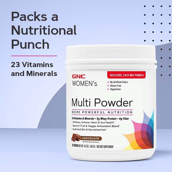 GNC Women's Multi Powder - Chocolate | Supports Overall Women’s Wellness, Heart Health, Energy Production | 30 Servings