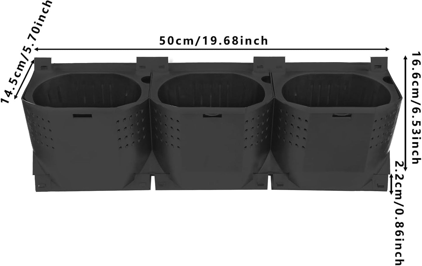 12Pieces 3-Pot Wall Planter Vertical Garden Plant Walls Wall Mounted Vertical Planter with Water-Storage Layer Stackable Wall-Mounted Flower Pot for Gardens, Balconies 180.78lbs Total Capacity (Black)
