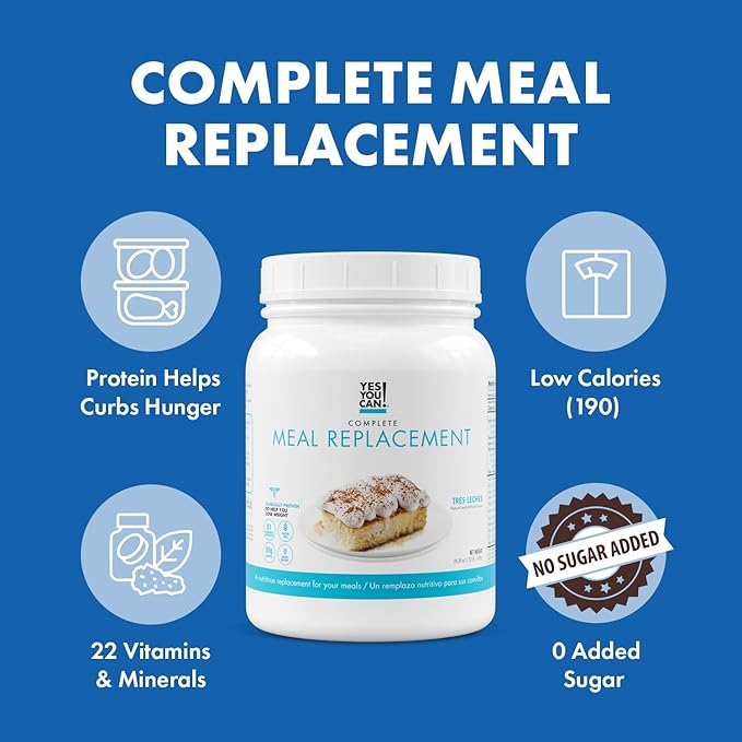 Yes You Can! Complete Meal Replacement - 15 Servings, 20g of Protein, 0g Added Sugars, Over 20 Vitamins and Minerals - All-in-One Nutritious Meal Replacement Shake (Tres Leches)