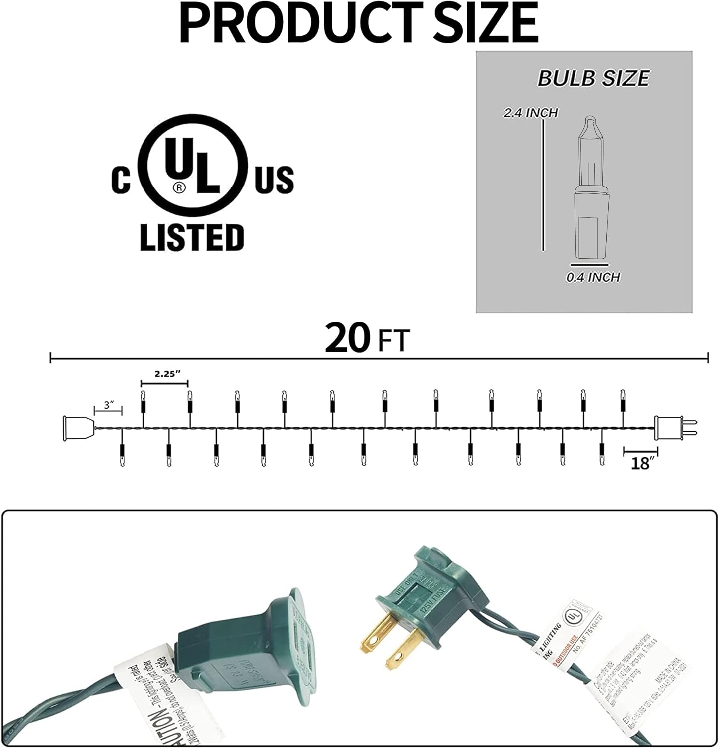 Dazzle Bright Christmas Lights, 60FT 300 Count Incandescent Waterproof Mini String Lights Plug in, Connectable Christmas Decorations for Outdoor Home Party Garden Yard, Multi-Colored