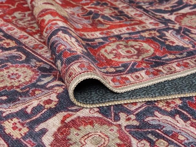 Keen Home Design 5x7 Rug - Machine Washable Area Rug with Non-Slip Backing, Ideal for Living Room, Dining Room, Bedroom - Vintage, Easy Clean, Durable, Low Pile Rug - (5' x 7')