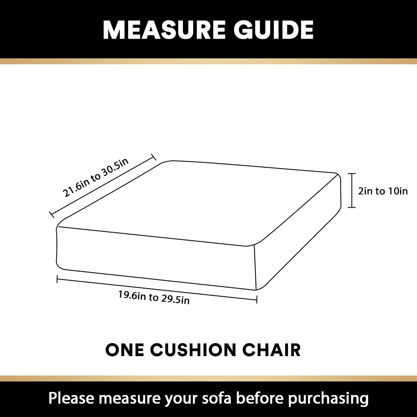 PrinceDeco Couch Cushion Cover Cushion Slipcover for Chair Sofa Cushion Furniture Protector Seat Cushion Sofa Cover for Dog Pet Kid with Elastic Straps Width Up to 29.5", Brown