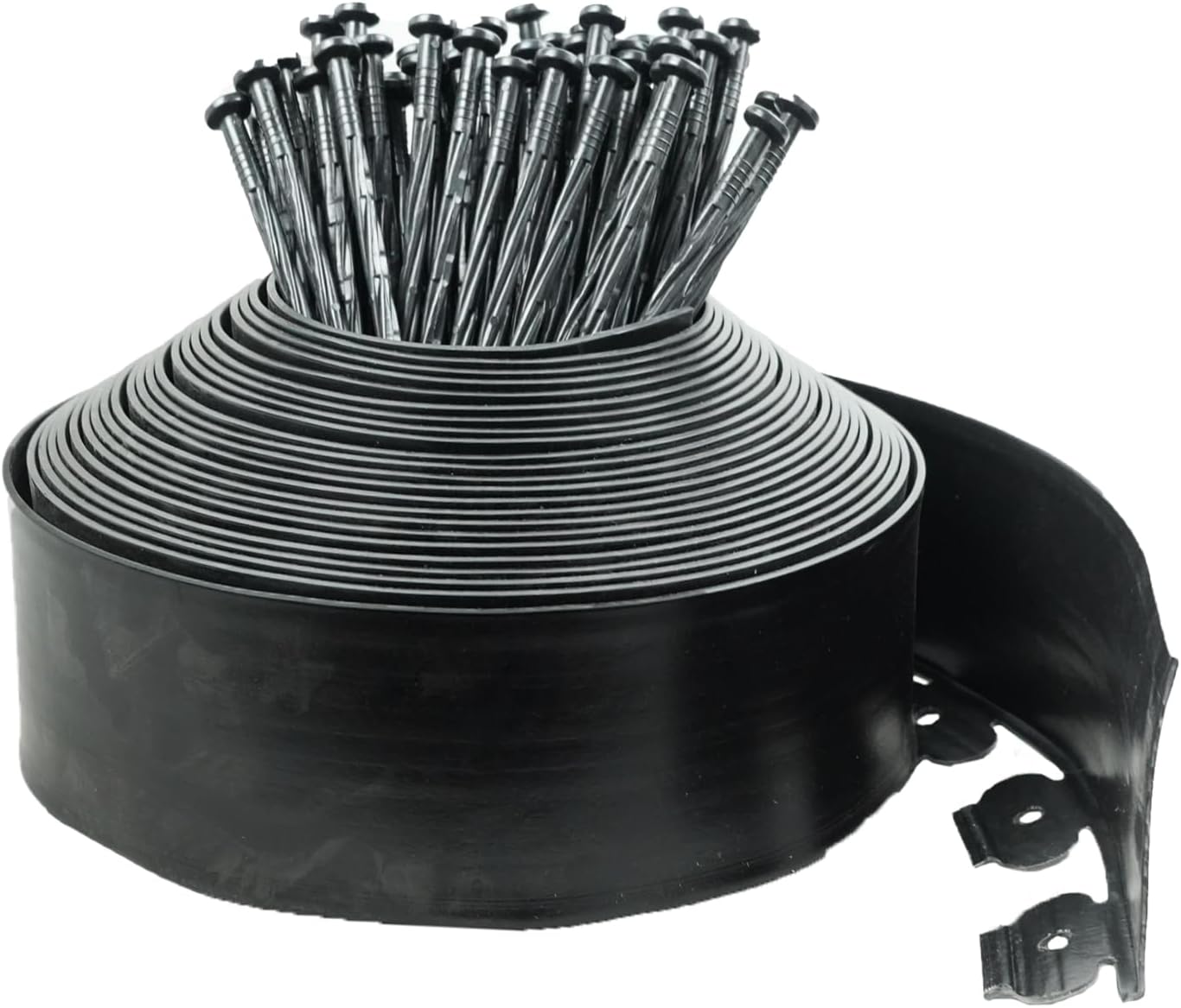 Hugeleaf Landscape Edging Border 60 Feet with 72pcs Spikes, 4inches Flexible Plastic Garden Edging for Landscaping, Lawn, Flower Bed, Yard(Black)