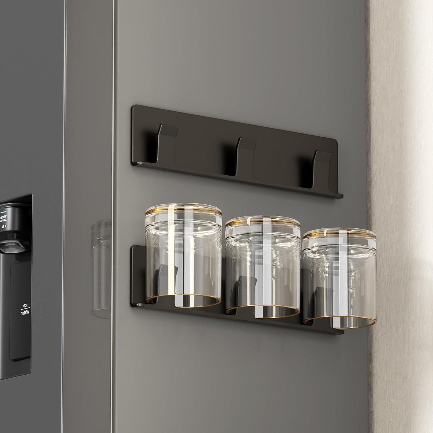 Cup Holder, 2 Pack Wine Glass Holder,No Drilling Installation Wine Glass Holder Wall Mounted for Dining Room, Kitchen and Bar Daily Use (Classic Black)