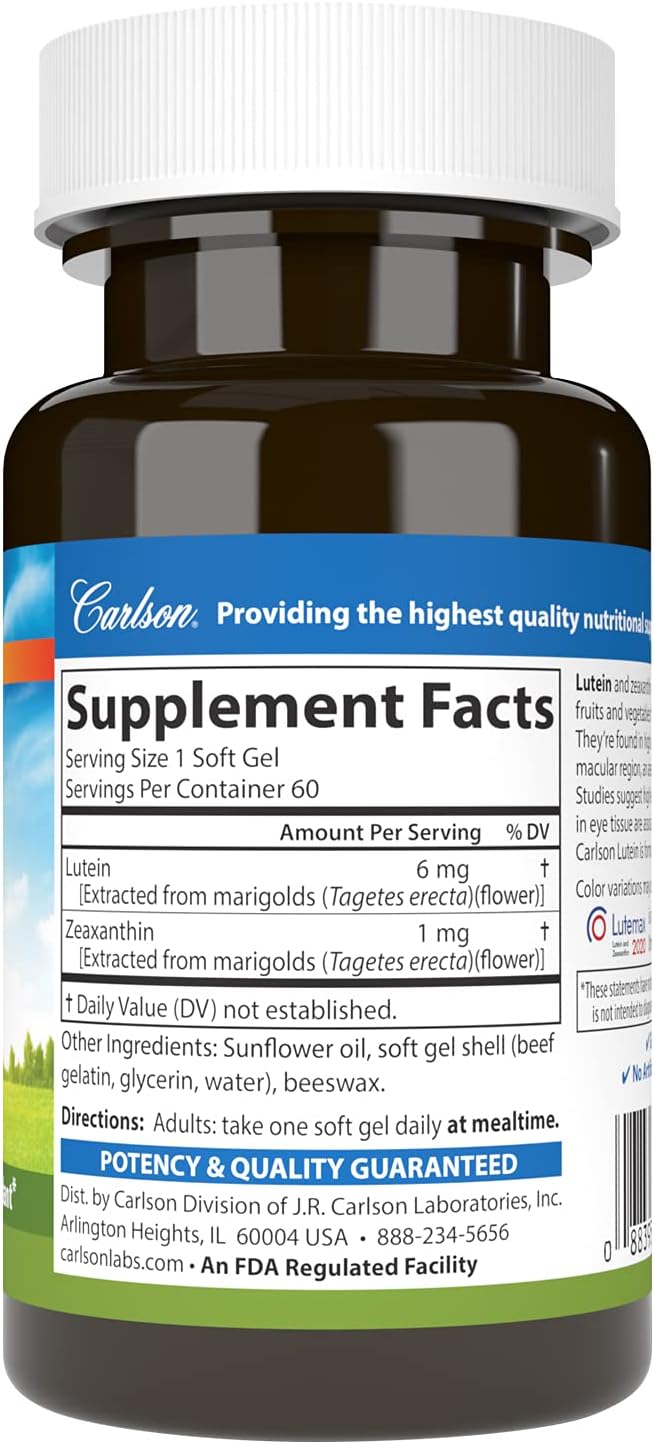Carlson - Lutein, 6 mg, Healthy 60 Softgels