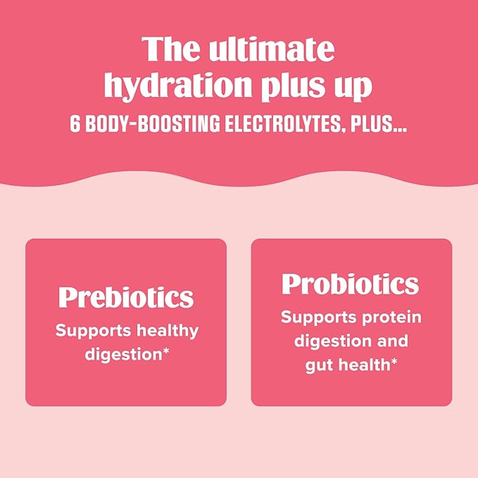 Ultima Replenisher Gut Health Supplement & Electrolytes Powder - Raspberry Lemonade, 14 Stickpacks - Hydration Packets with Added Gut Health Benefits