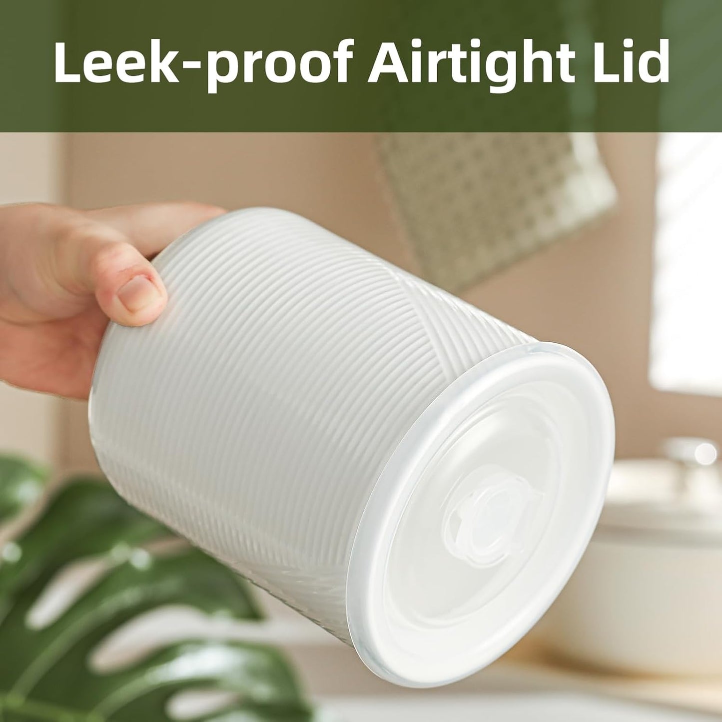 Food Storage Containers with Airtight Lids: Ceramic Canister Sets for Kitchen Countertop - Porcelain Jar for Coffee Tea Flour Sugar Rice Cookies Candy - White (42 oz)