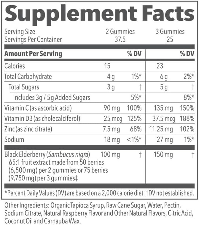 LifeSeasons Clinical Immunity 25 Elderberries D3, Zinc 75 Gummies