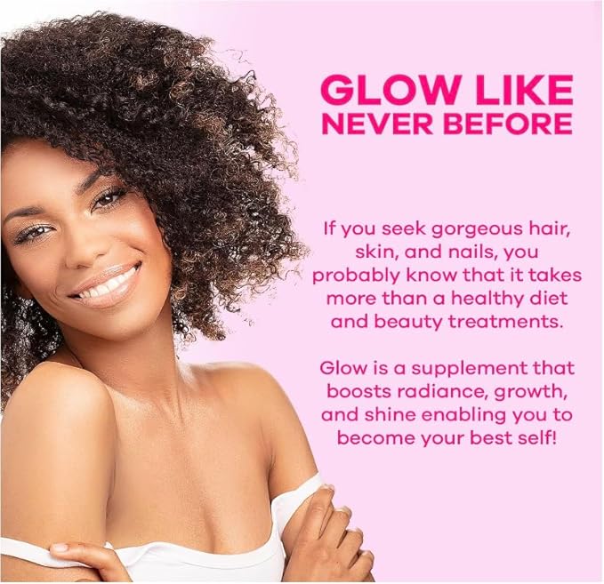 Glow Vitamins - Hair Skin and 10,000mcg Biotin 180 Capsules