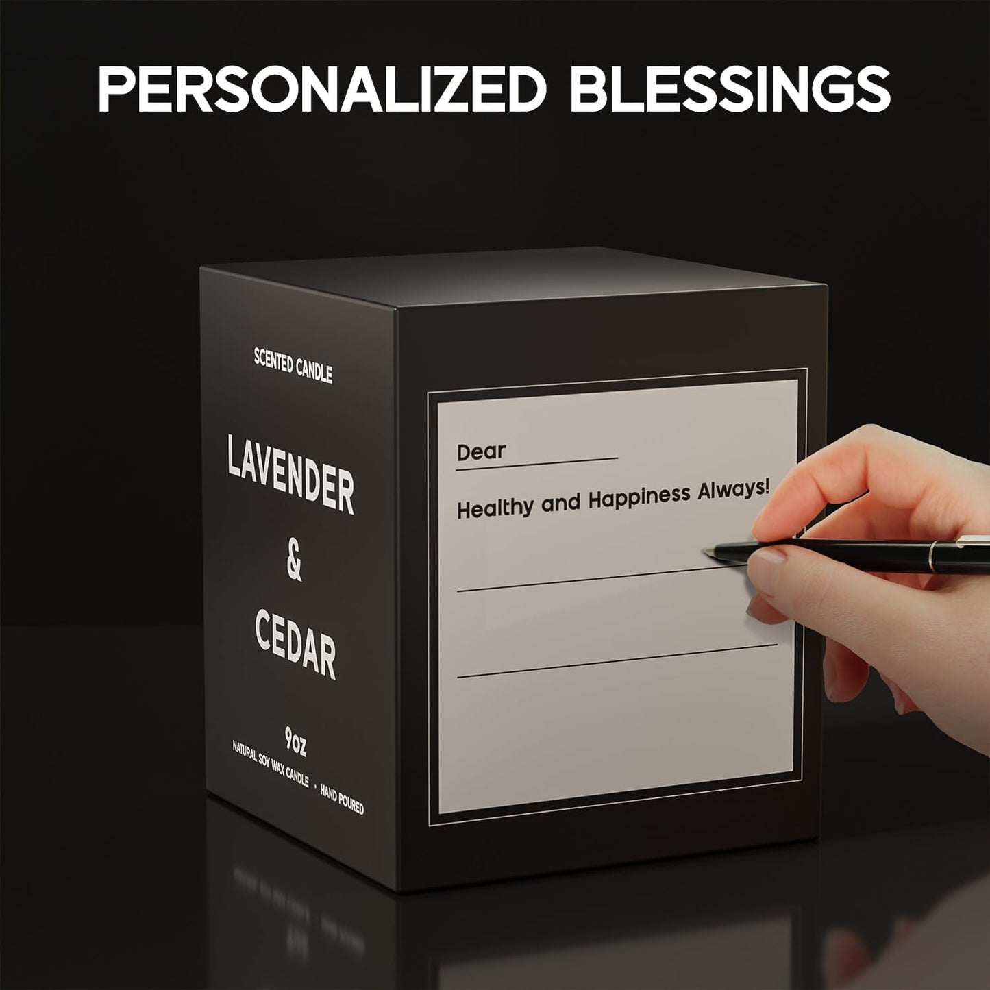 Lavender&Cedar Candle, 9oz Scented Candle for Men, Scented Candles for Home, Soy Candle Gifts for Men, Personalized Blessing Minimalist Men's Scented Candle