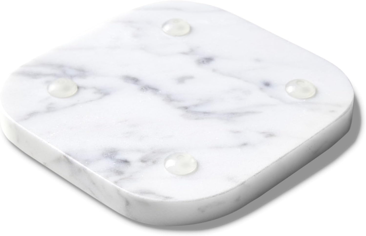 ๐๐ฎ๐ฑ๐ฎ๐ซ๐ฒ ๐๐ญ๐๐ฅ๐ข๐๐ง 100% Marble Tile Coasters โ Set of 4 โ Square Modern Bar Coasters for Drinks, Coffee โStone Holder for Home Dรฉcor, Housewarming Gifts (Carrara White)
