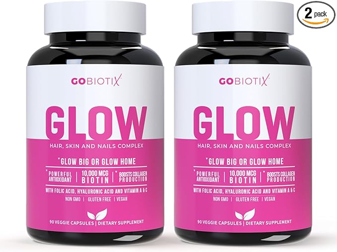Glow Vitamins - Hair Skin and 10,000mcg Biotin 180 Capsules