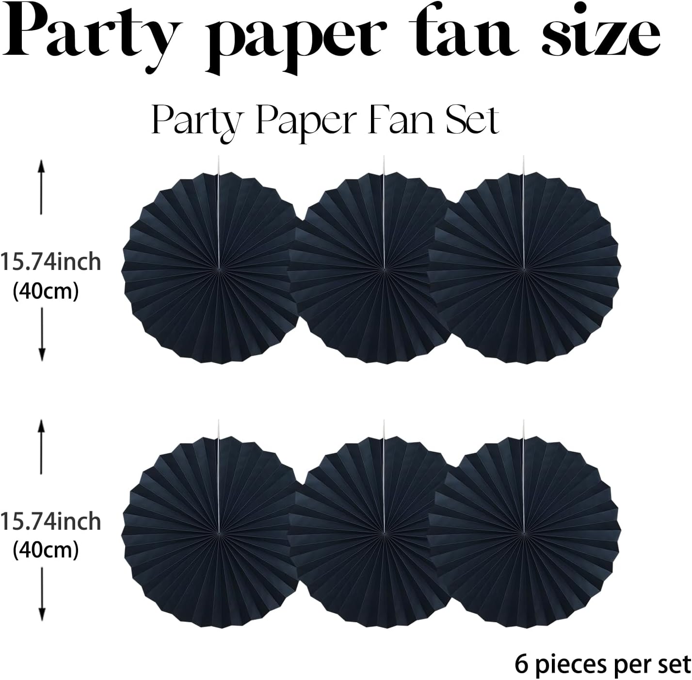 Black Party Decorations,Halloween Decor Events Accessories,Black Birthday Decorations,Anniversary Decorations for Party,Birthday Decorations for Men 16in Hanging Paper Fans 30 Color DIY Set(Black)