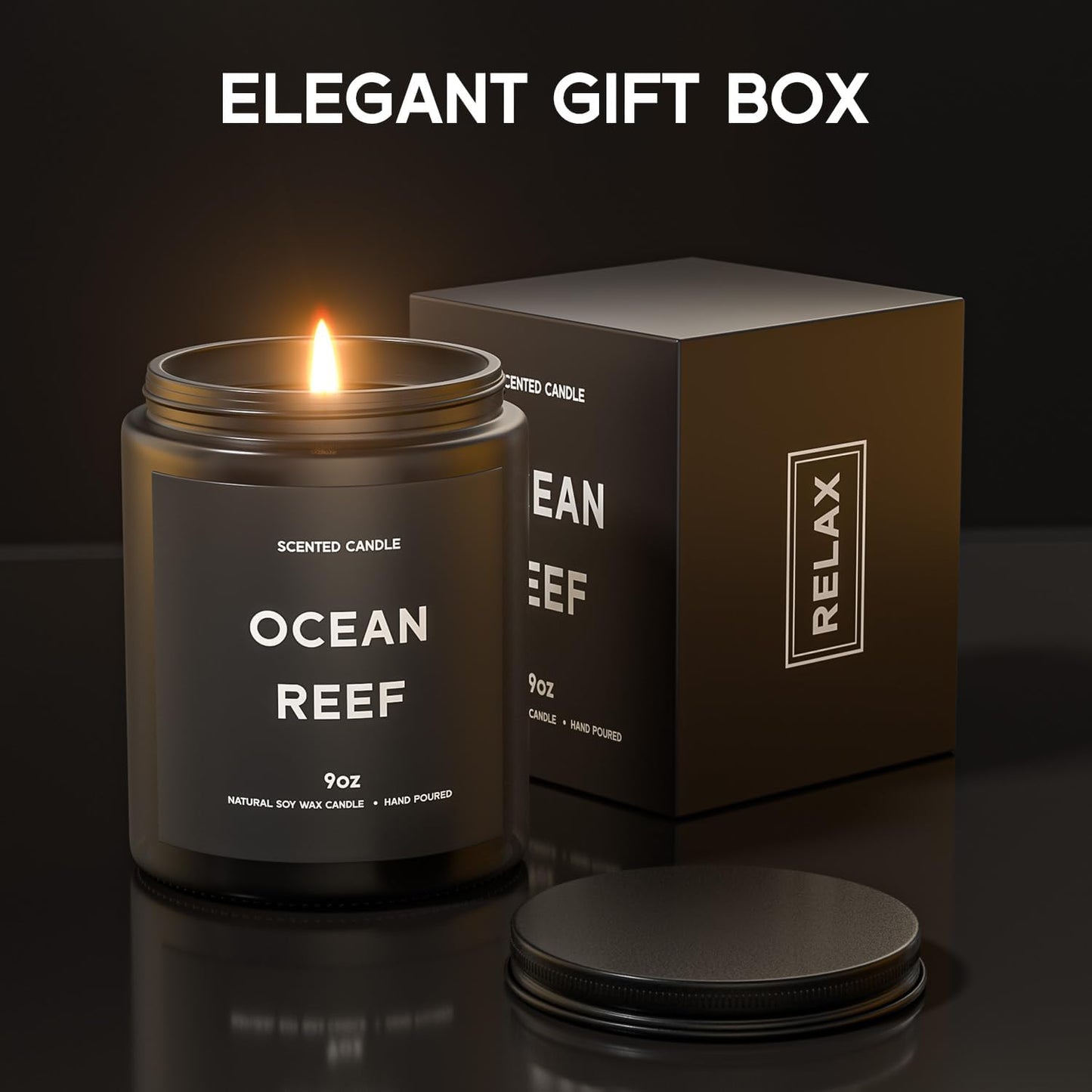 Ocean Reef Candle, 9oz Scented Candle for Men, Scented Candles for Home, Gifts for Men, Personalized Blessing Minimalist Men's Gifts