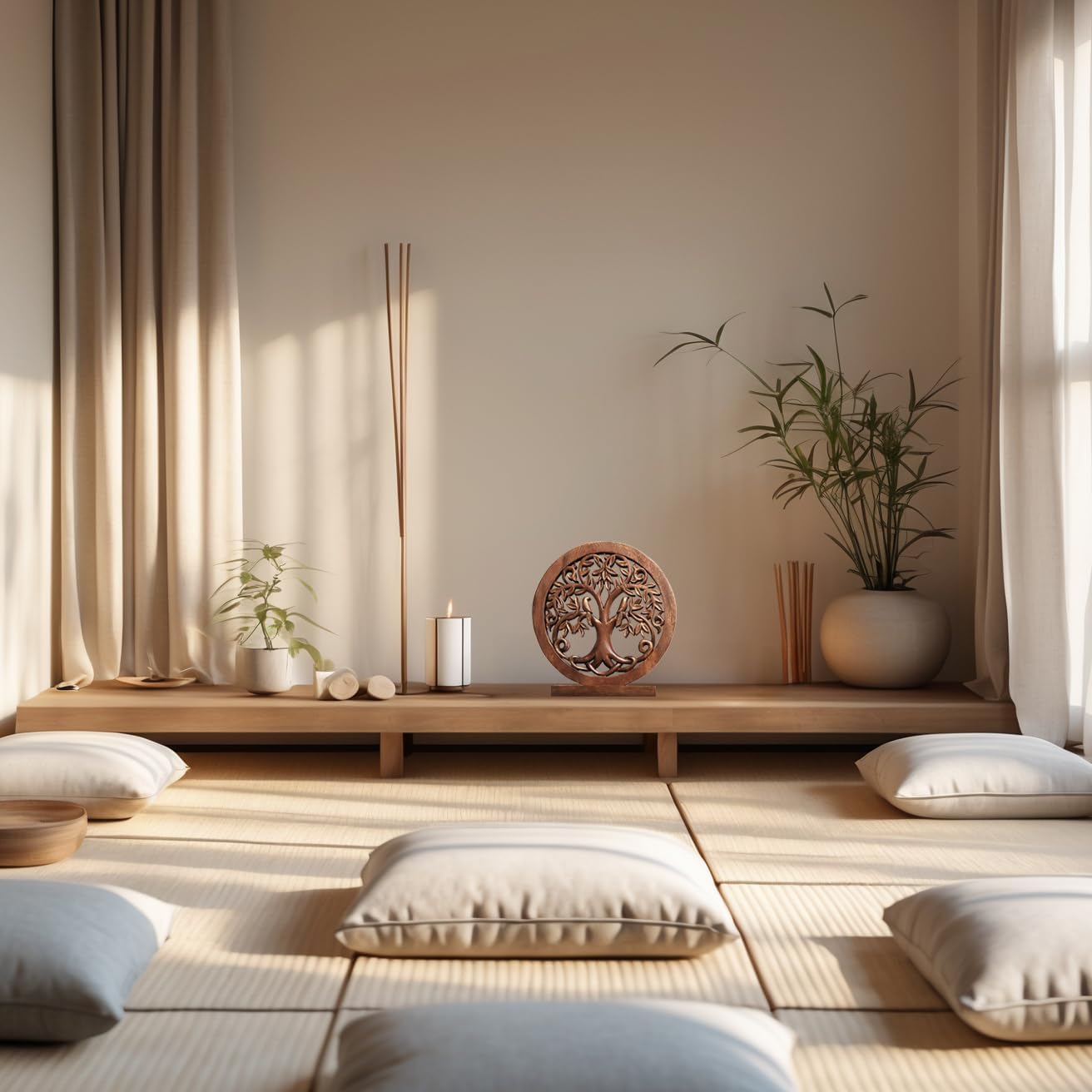 Decozen Solid Wood Tree of Life Sculpture - Home Decor, Living Room, Boho, Shelf, Coffee Table, Centerpiece Table Decorations, Mantle, Dining Table Centerpiece, Bathroom Shelf, Entryway, Farmhouse