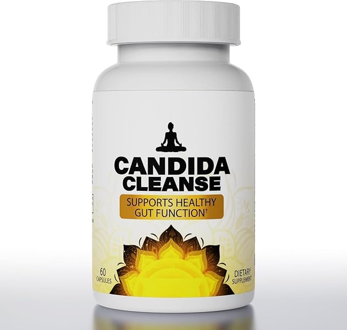 Candida Cleanse - Gut & Colon Support,Advanced Probiotic & Herbal Formula for Intestinal Detox,Anti Yeast Overgrowth - Oregano Leaf, Wormwood, Black Walnut, Caprylic Acid(60 Capsules) A1