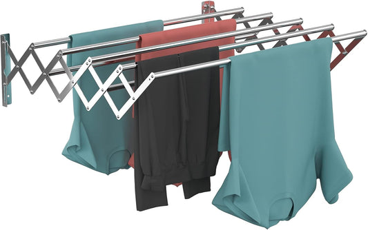 Guevara Wall Mounted Clothes Drying Rack,Stainless Steel Foldable Drying Rack for Laundry Room/Bathroom Tower,Easy to Install 31-inch Rod, 120 lbs Large Capacity- Indoor and Outdoor Use