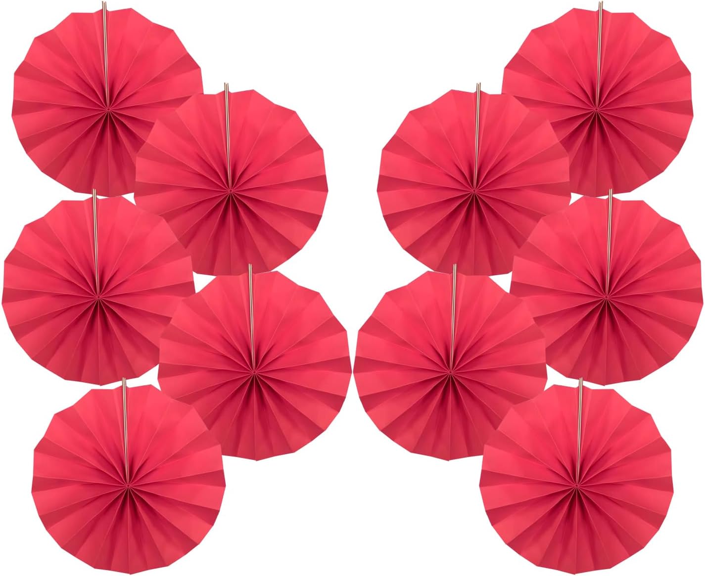 Red Birthday Decorations,DIY Red Paper Fans Hanging Decoration ,Party Supplies Party Fans 8in, Wedding Graduation Events Accessories 30 Color DIY Set (Red)