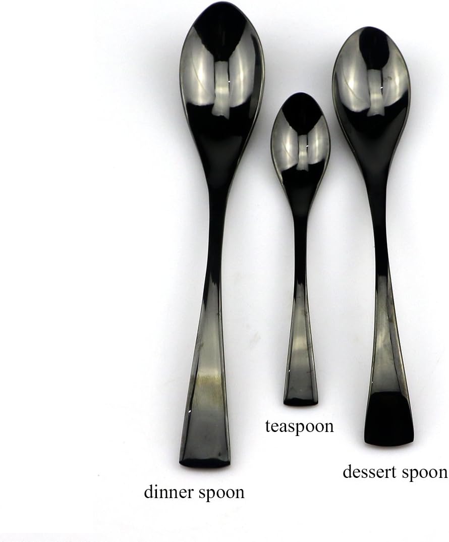 JASHII 18/10 Stainless Steel 20 Piece Mirror Polished Black Flatware Set,Dinner Knife Fork Salad Fork Dessert Spoon Coffee Spoon,Service for 4 ,Black Utensil Sets
