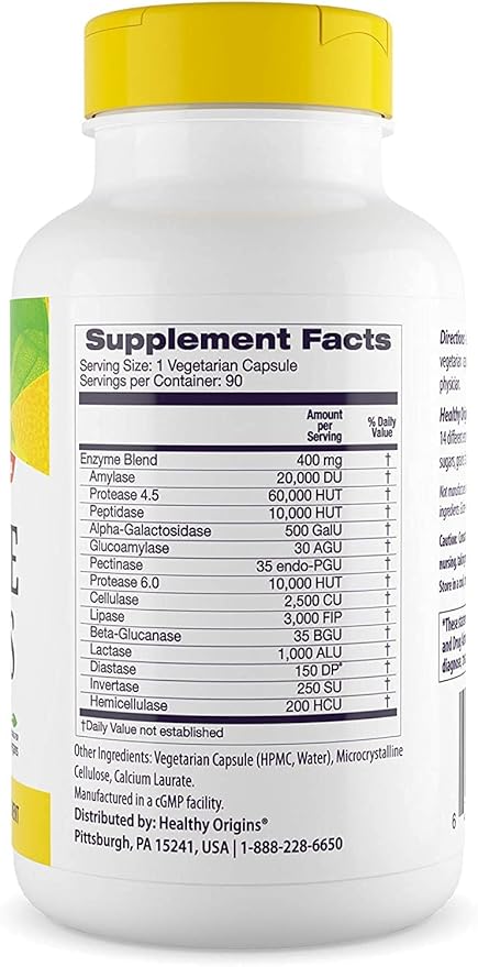 Healthy Origins Digestive Enzymes (NEC) Broad Spectrum 90 Veggie