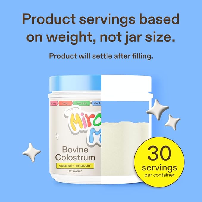 Colostrum Supplement for Gut Health, Hair Growth, Beauty and Immune Support - Easy to Mix Grass Fed Bovine Powder - Highest IgG Plus ImmunoLin, Unflavored (30 Servings)