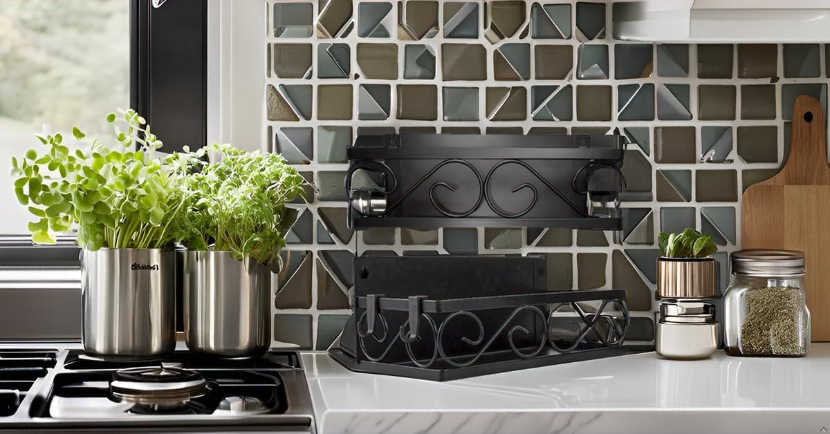 LEONARDLEE Magnetic spice Rack, Stronger Magnet with Wall Mount Option. 4 Removable Hooks, Perfect Space Saver for Kitchen- for Holding Spices, Jars, Bottle, cans (Pack of 2)