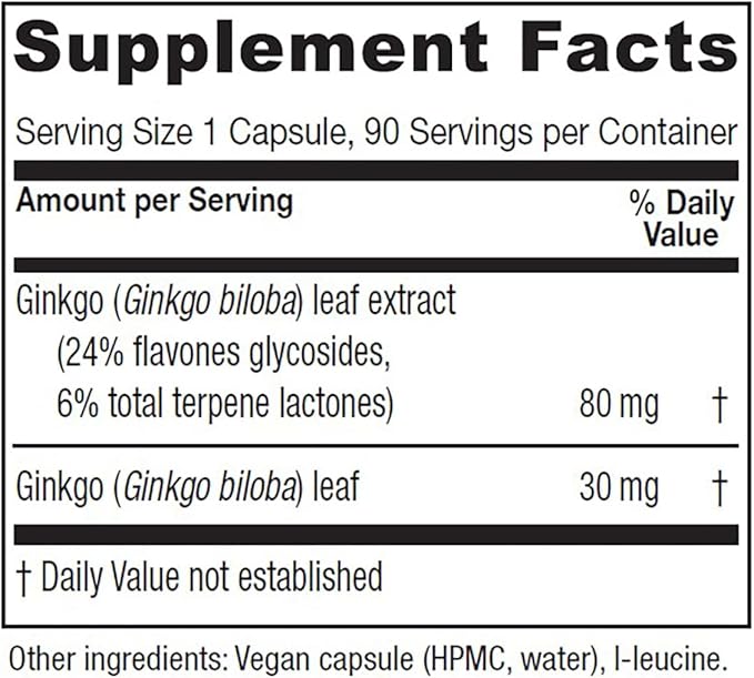 Vitanica Ginkgo - Brain Health Supplement 90 Capsules