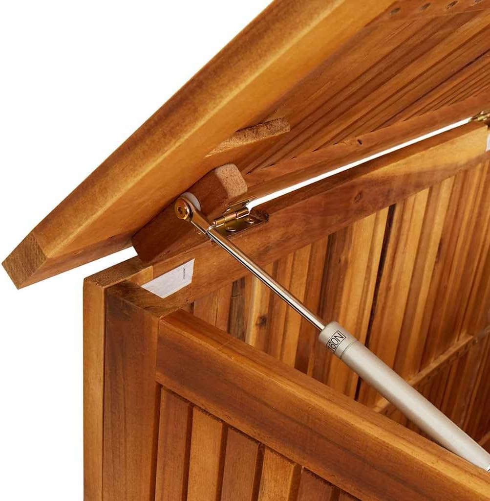 vidaXL Outdoor Storage Box, Deck Box with Gas-Lift Lid, Storage Chest with Water-Resistant Zippered Bag Inside, 59.1''x19.7''x22.8'', Solid Acacia Wood