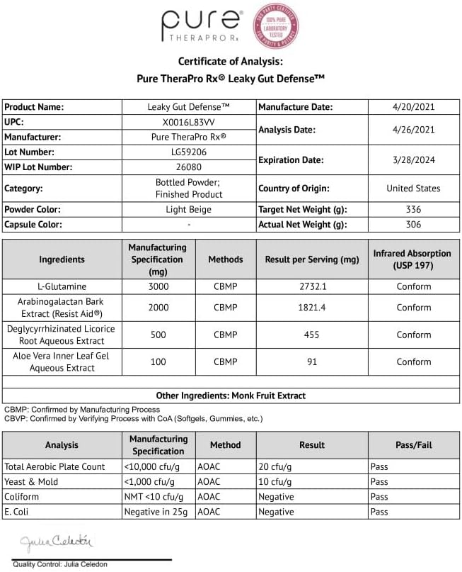 Pure Therapro Rx Leaky Gut Defense (60 Servings, 336g)