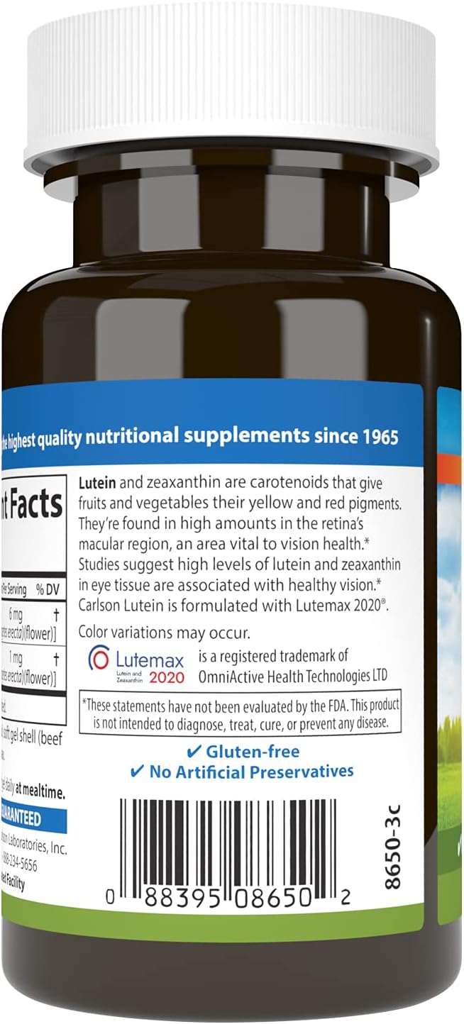 Carlson - Lutein, 6 mg, Healthy 60 Softgels