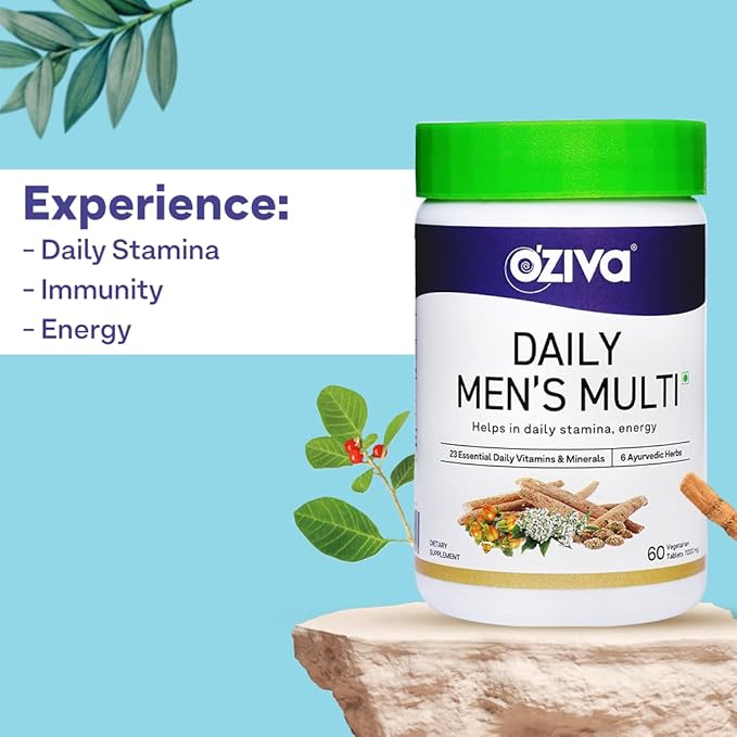 Daily Men’s Multivitamins Tablets | Multivitamins for Men’s Daily Stamina, Improved Energy & Better Immunity | with Daily 23 Minerals, Ashwagandha, Akarkara & Choline, 60 Capsules