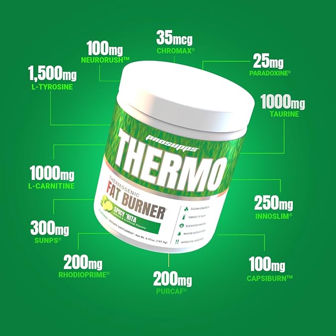 PROSUPPS Thermo Fat Burning Thermogenic Powder - Weight Management and Pre Workout - Energy, Mood, Appetite Control (Spicy 'Rita)