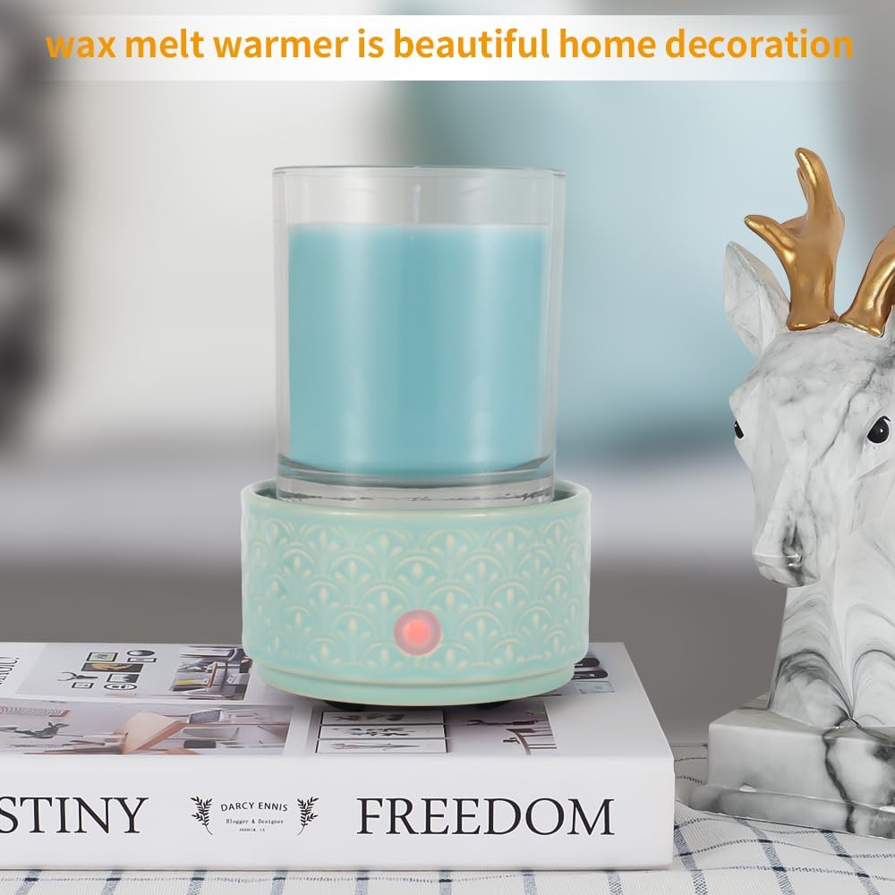 kobodon Ceramic Wax Melt Warmer - 3-in-1Electric Wax Warmer-Fragrance Candle Burner for Scented Wax Tarts and Essential Oils - Wax Melts as Gifts for Moms Grandma Women Girls(Light Green)