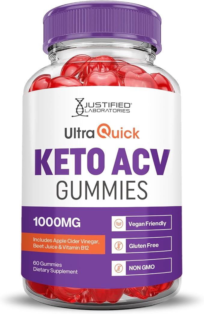 Ultra Quick Keto ACV Gummies Advanced Formula 1000MG Ultraquick Keto Gummies Apple Cider Vinegar Formulated with Pomegranate Beet Juice Powder B12 Vegan Non GMO 60 Gummys