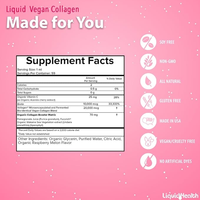 LIQUIDHEALTH Vegan Beauty Sleep Liquid Vitamin Supplement Bundle with Vegan Liquid Collagen + Biotin, Calcium Magnesium Liquid Vitamins, Sleep Well Melatonin Drops - Hair/Skin/Nail Health & Relaxation