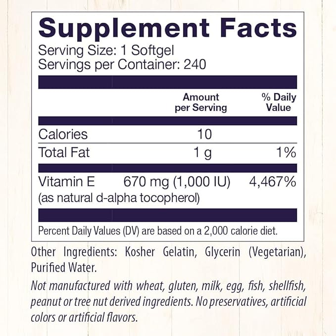 Healthy Origins Vitamin E, 1,000 IU 240 Softgels