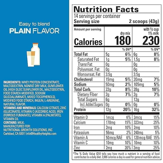 Healthy Height Grow Daily Protein Powder (Plain)